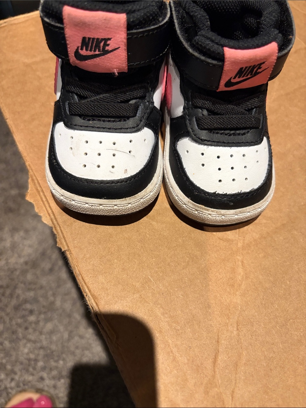 Nike Kids Black, White & Pink High-Top Sneakers